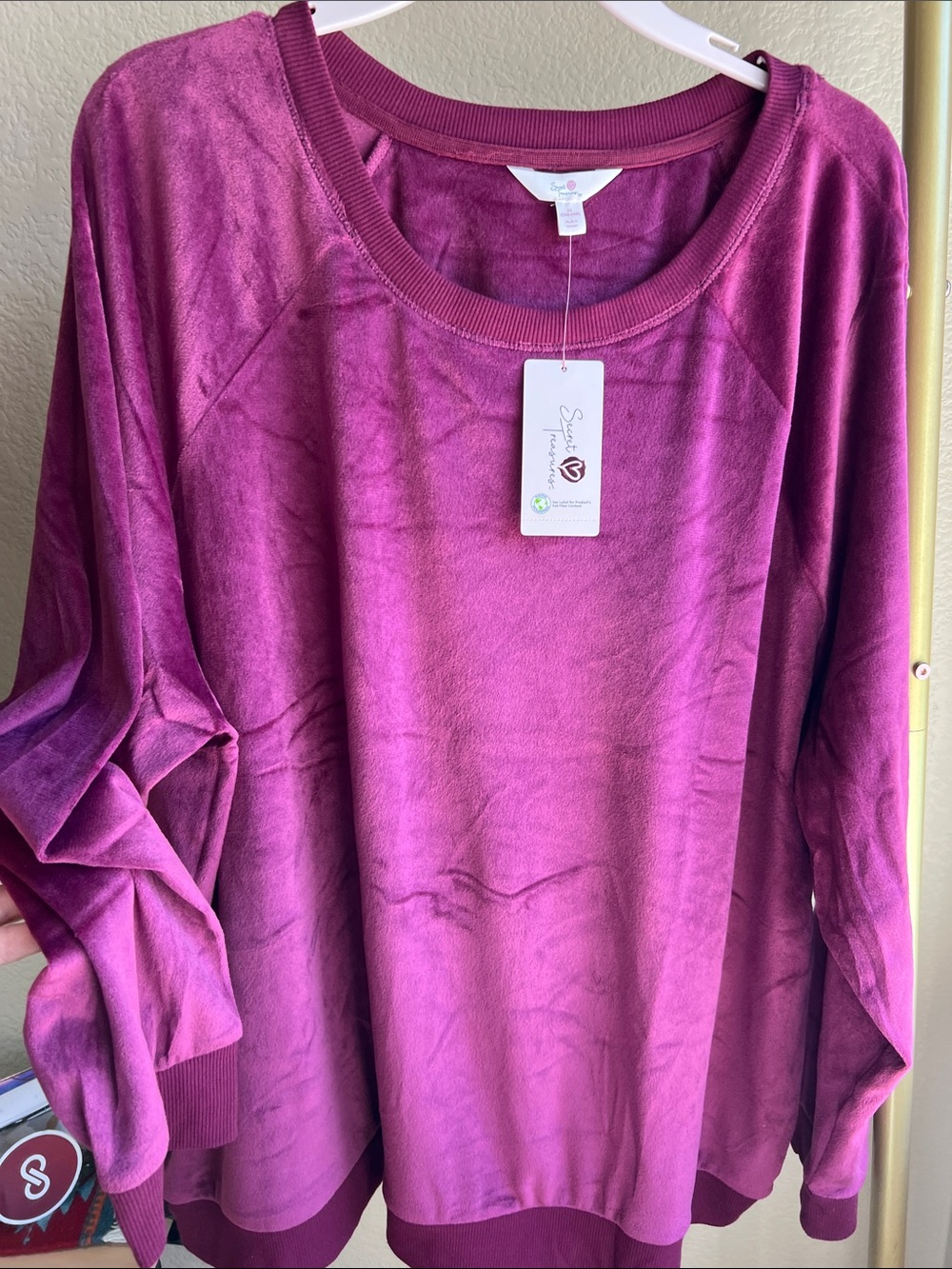 Plum Wine Velvet Pullover cozy pajama Sweatshirt - Raspberry
